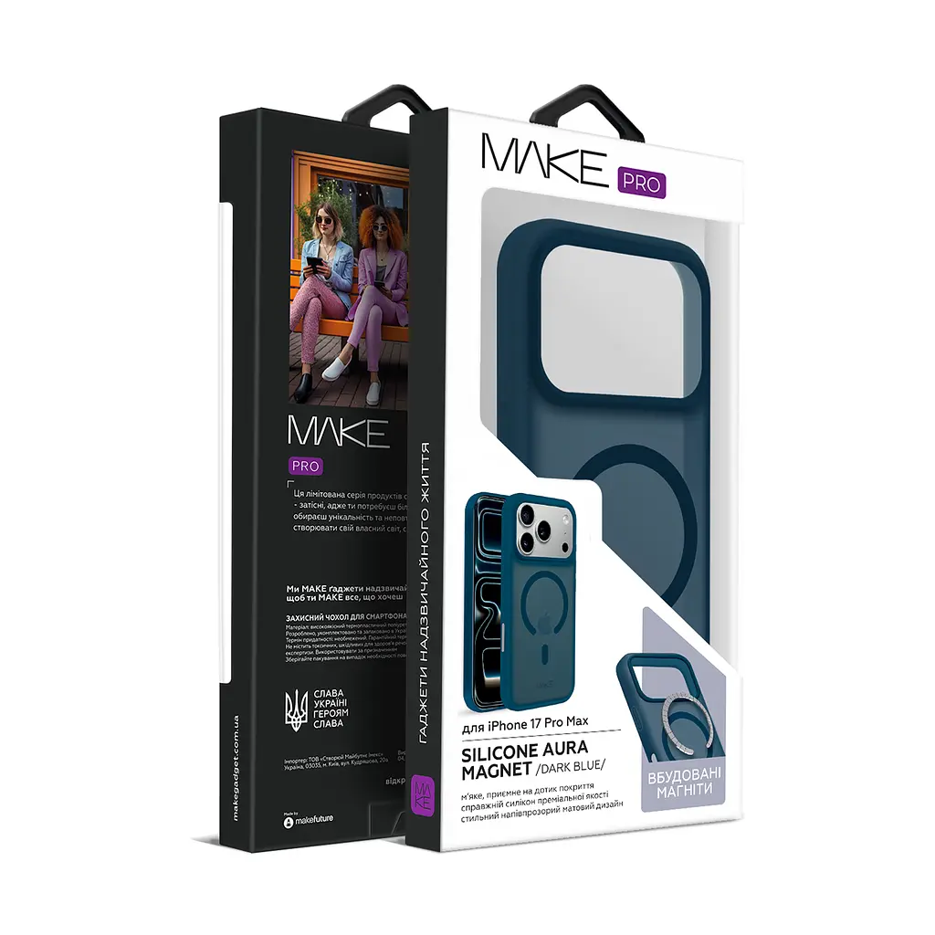 Чохол MAKE Apple iPhone 17 Pro Max Silicone Aura Magnet Dark Blue - фото 3
