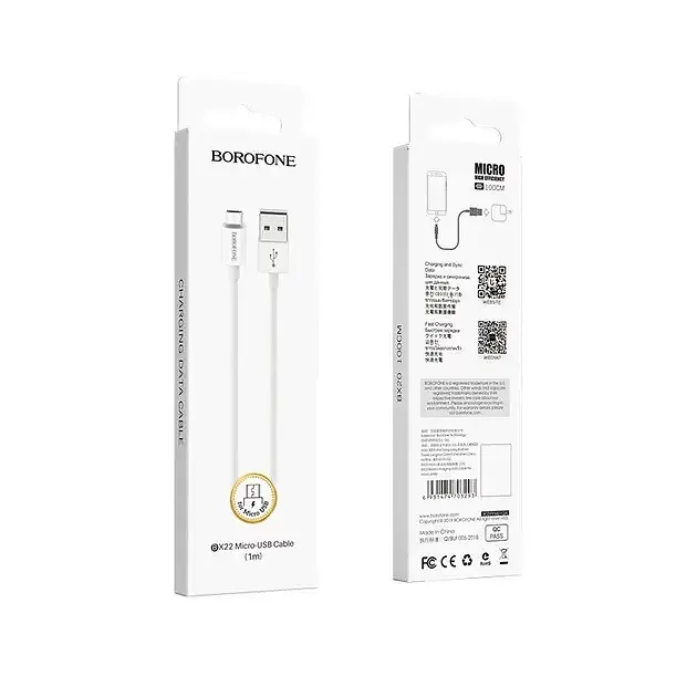 Кабель Borofone BX22 Bloom USB Micro USB 2.4A 1 м провід для зарядки смартфона/телефону білий - фото 2