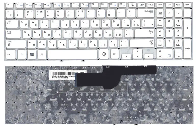 Клавіатура для ноутбука Samsung (355V5C, 350V5C, NP355V5C, NP355V5C-A01) White, (No Frame) - фото 3