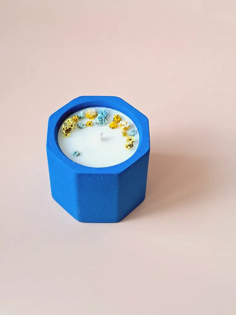 Еко свічка ручної роботи Svich Shop синього кольору - фото 3