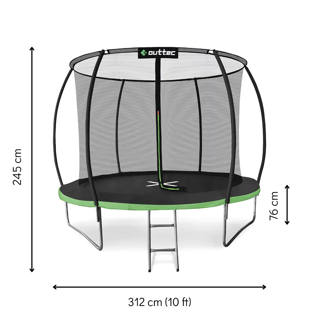 Батут Outtec Premium 10ft (312см) чорно-зелений з внутрішньою сіткою - фото 2