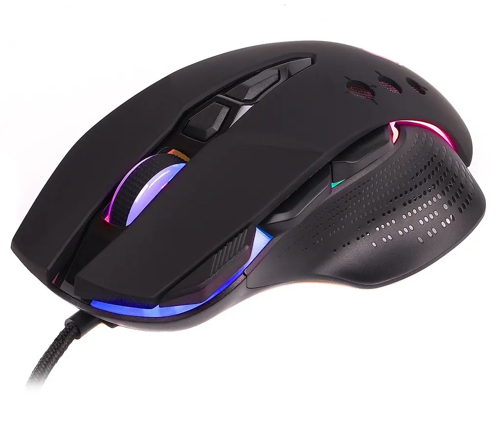 Миша Maxxter McG-9B-I825, чорний, USB, оптична (сенсор Instant A825+D26), 800 - 12 800 dpi, 9 кнопок, RGB підсвічування,
