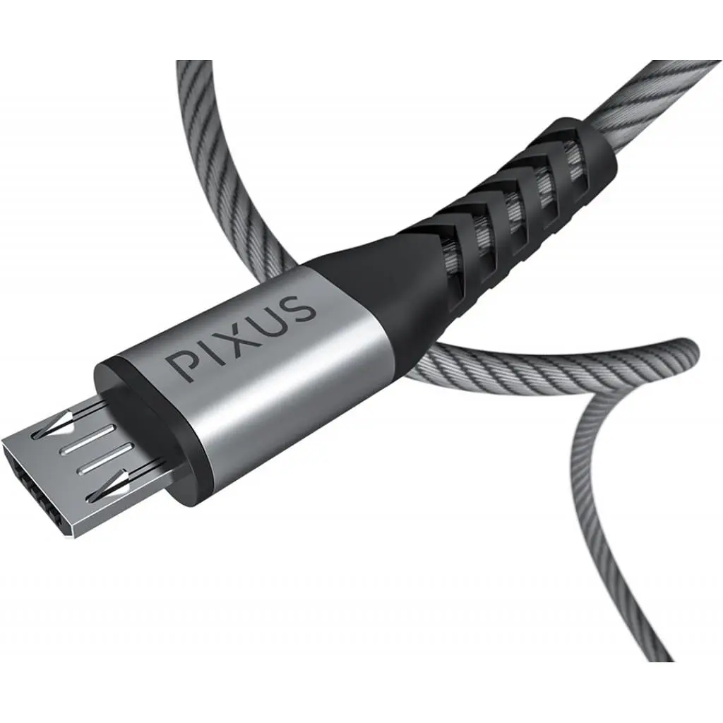 Дата кабель USB 2.0 AM to Micro 5P 1.0m Flex Gray Pixus (4897058531145) - фото 5