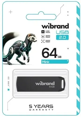 Флеш-накопичувач USB 64Gb Mink, Black, USB 2.0 (WI2.0/MI64P4B) Wibrand teh0029074 - фото 2