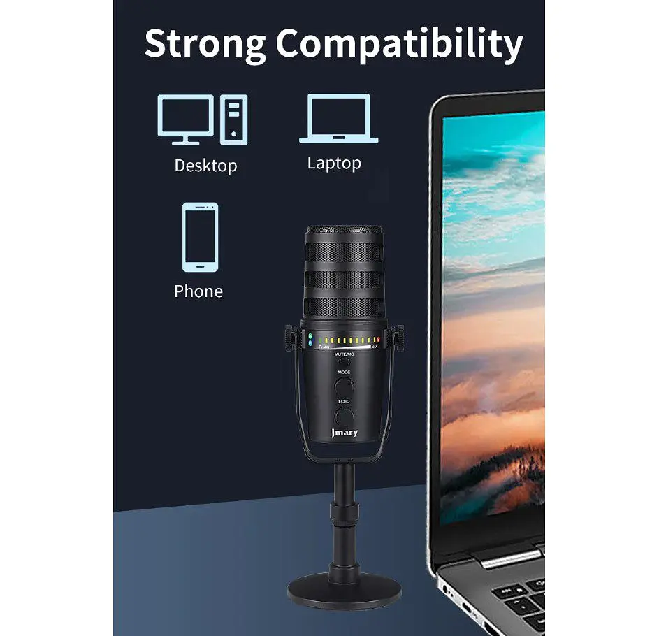 Професійний студійний конденсаторний мікрофон Jmary MCPW12 USB Black - фото 5