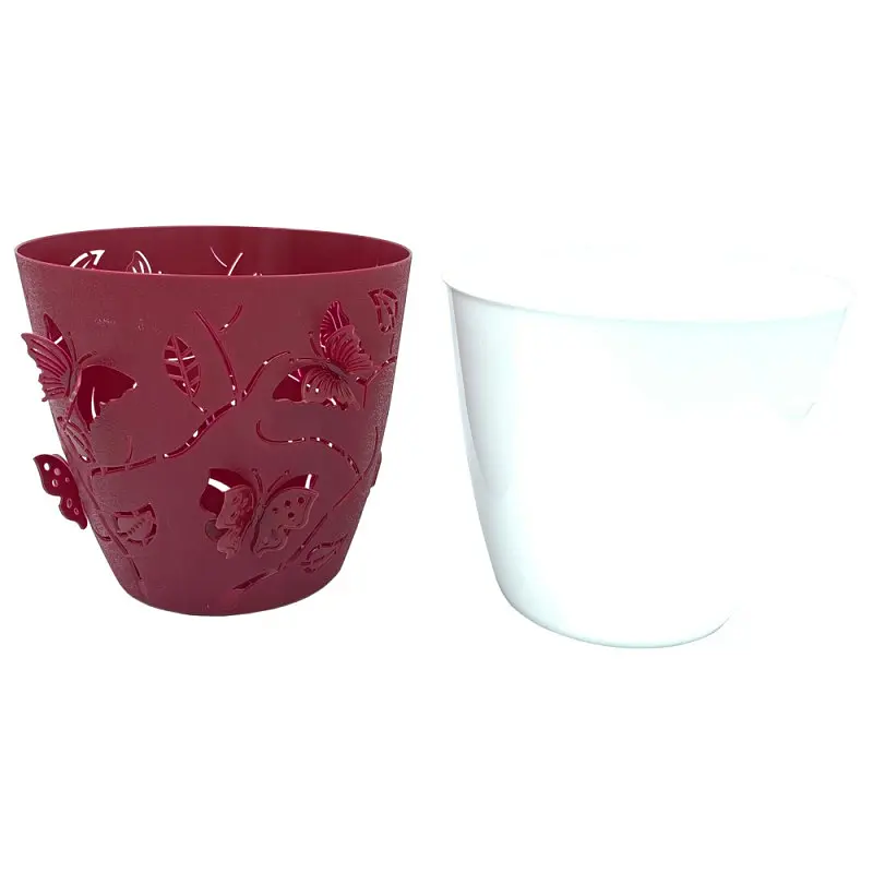 Горщик для квітів Alyaplastik 3D, 0.7 л, темно-червоний (ALY101d.red) - фото 4