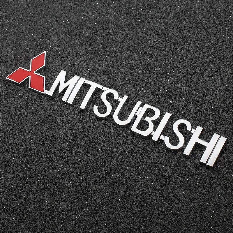 Емблема напис MITSUBISHI хром+червоний 150х28 мм пластик (на скотчі) - фото 3