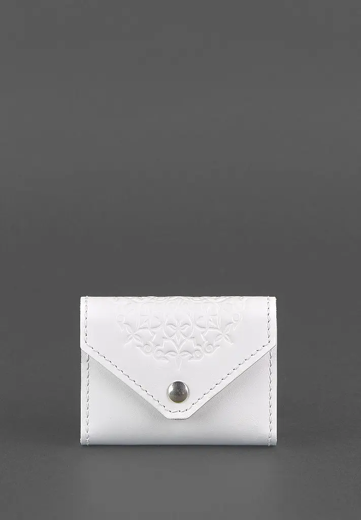 Жіночий шкіряний кард-кейс 3.0 (Гармошка) Білий з мандалою - фото 2