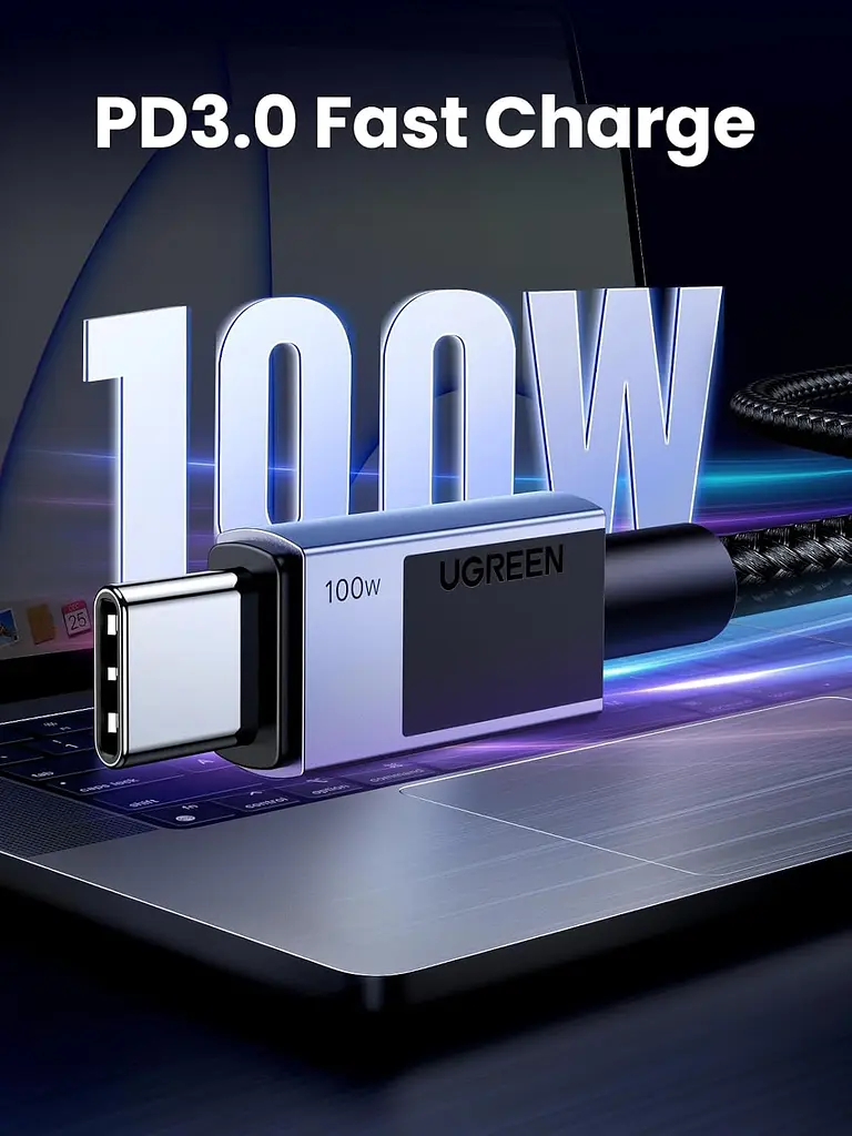 Кабель Ugreen USB 2.0 Type-C M-M, 3 м, 100W (480Mbps）Сірий, L512 - фото 2