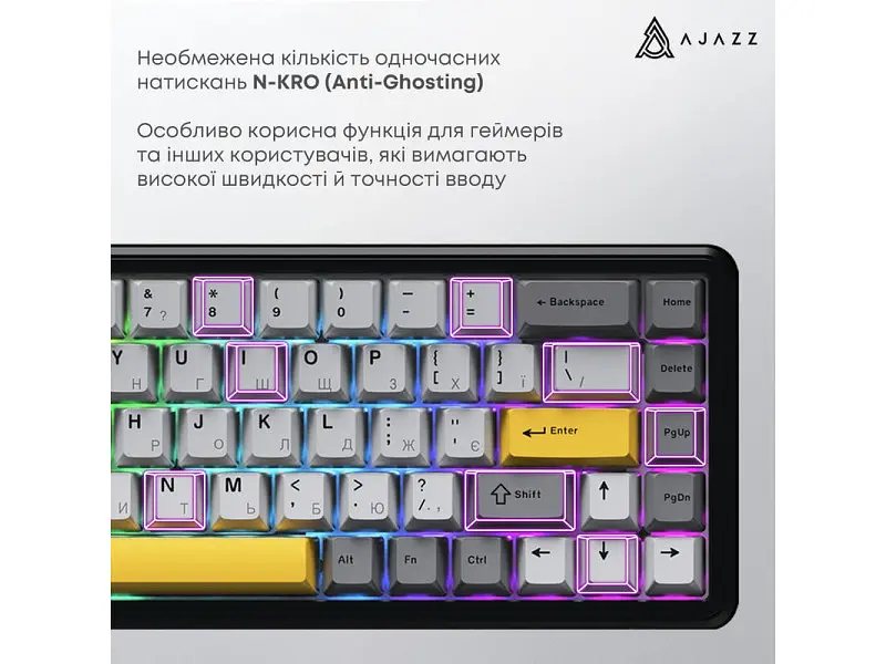 Клавіатура Ajazz AK680 MAX Magnetic Switch Black/Gray/Yellow (AK680-M-BGY-A) - фото 6