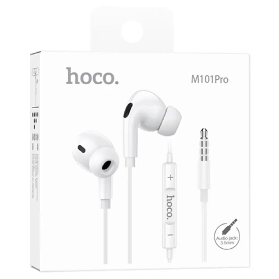Навушники Hoco M101 Pro Crystal sound wire-controlled earphones з мікрофоном 3.5 мм білі - фото 2