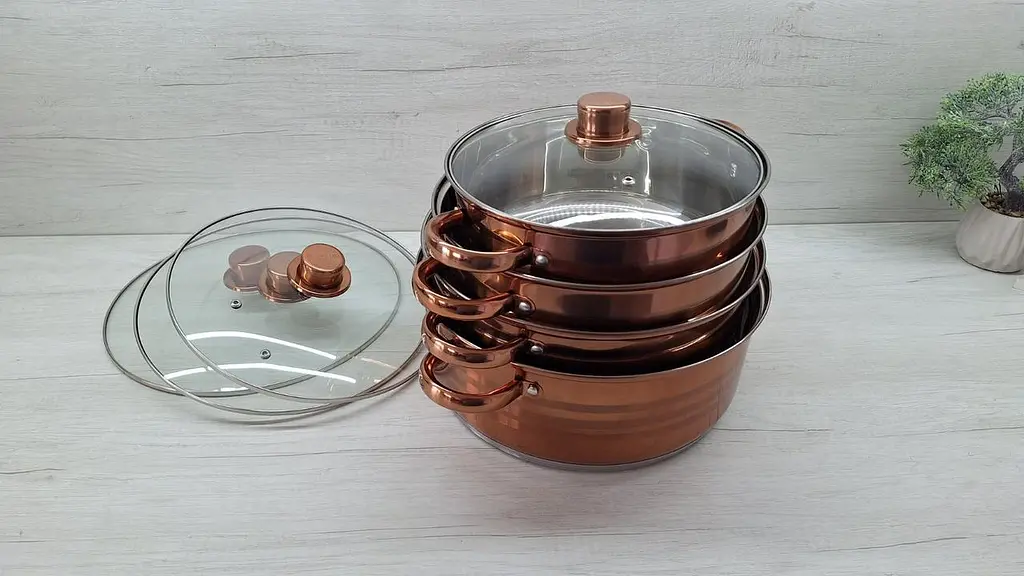 Набор кастрюль с крышками Royalty Line RL-SP7C из нержавеющей стали широкие емкости - фото 4