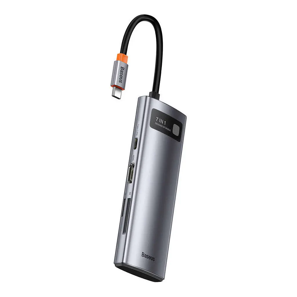 Порт-реплікатор Baseus 7-in-1 Metal Gleam Series Type-C to HDMI+USB+SD/TF Docking Station (WKWG020113) - фото 2