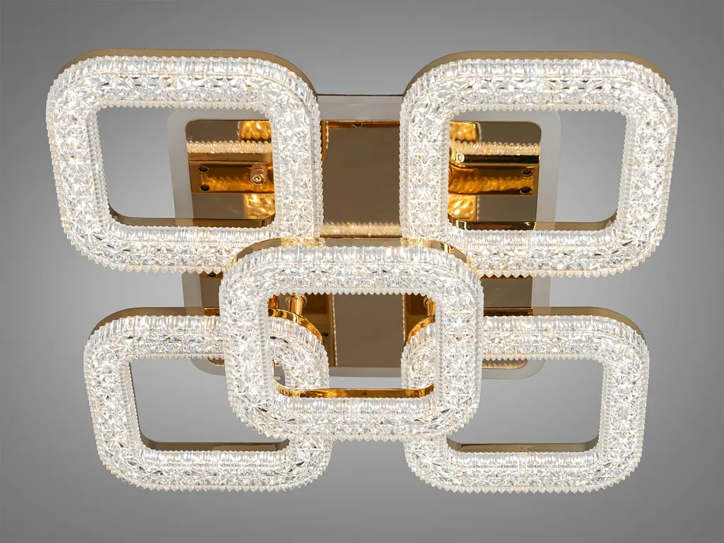 Люстра стельова LED Diasha S2205/4+1G, 65W, 3200K-6000K, золото, сучасний стиль, пульт, димер - фото 2