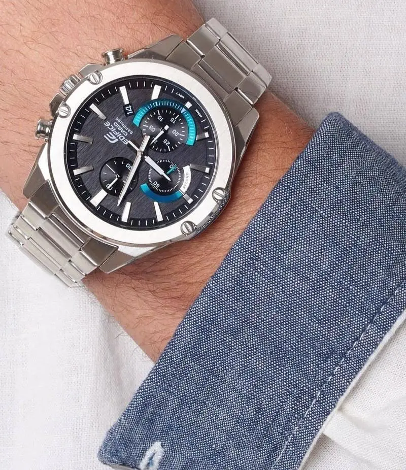 Кварцевые мужские кварцевые часы стальные японские оригинал Casio Edifice EFR-S567D-1AVUEF - фото 3