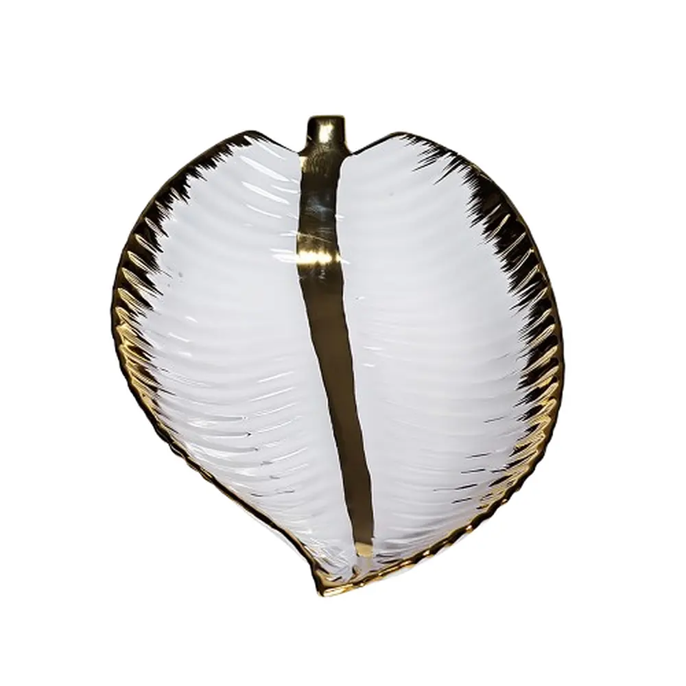 Блюдо декоративное Перо 40 см для сервировки фруктов и десертов Золотистый Yiwu WH046 - фото 2