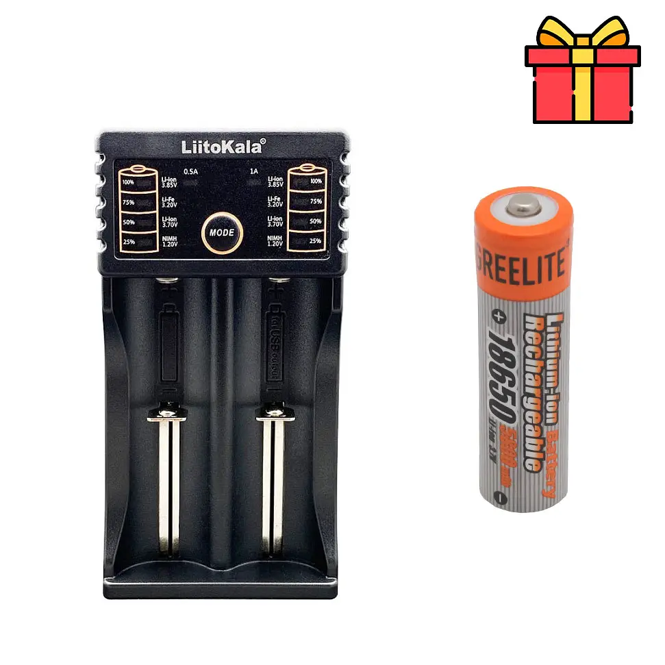 Зарядний пристрій LiitoKala Lii-202, двоканальний + акумулятор GreeLite 18650 Li-ion 5800 mAh - фото 2