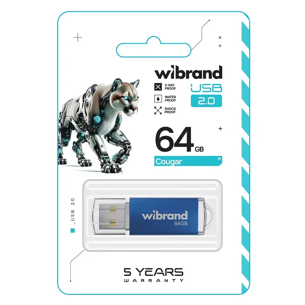 USB флеш накопичувач Wibrand 64GB Cougar Blue USB 2.0 (WI2.0/CU64P1U) - фото 2