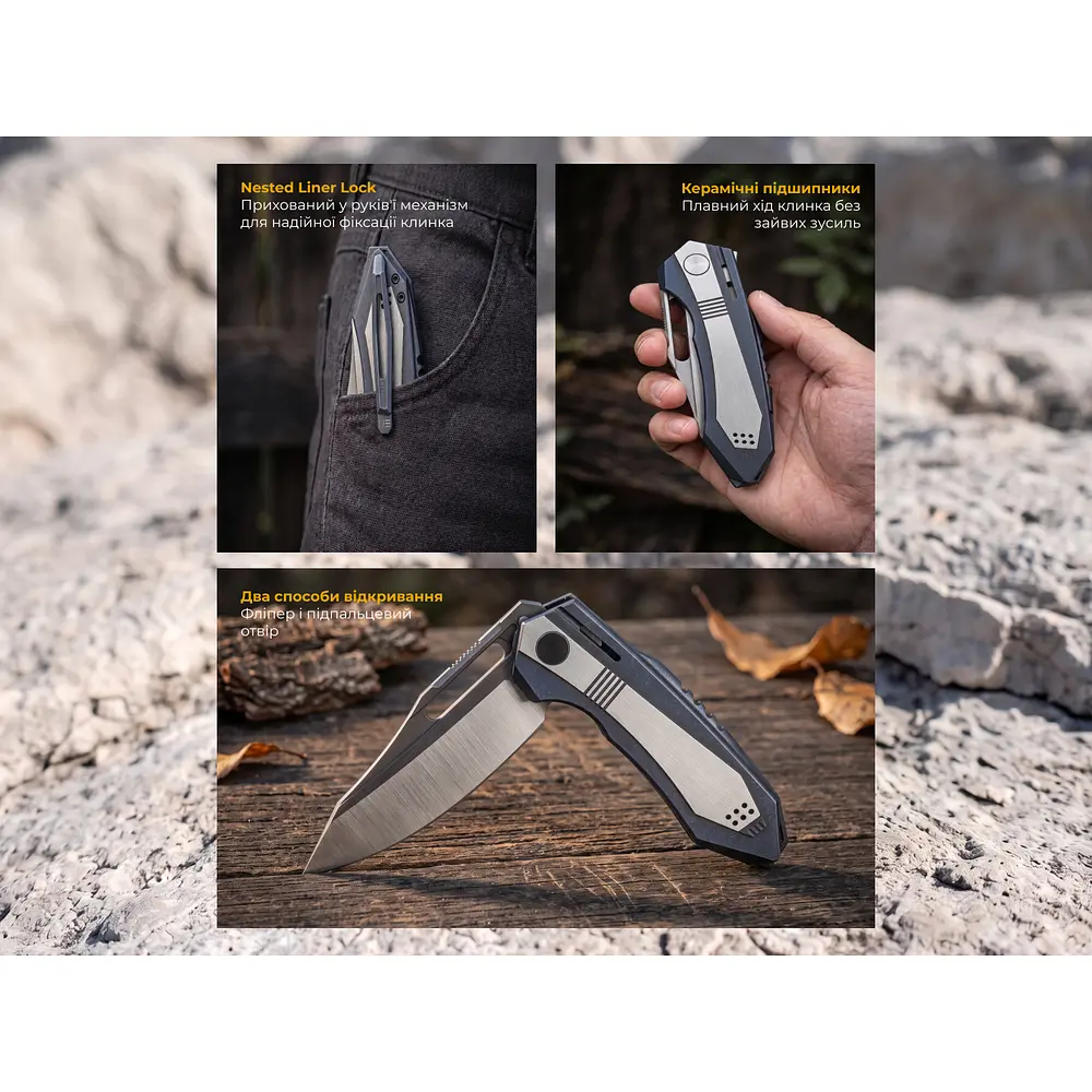 Ніж складаний туристичний Weknife Bogey (9.3 см) Bohler M390 / Titanium синій - фото 12