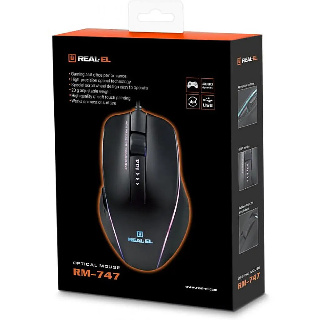 Мишка REAL-EL RM-747 Black - фото 7
