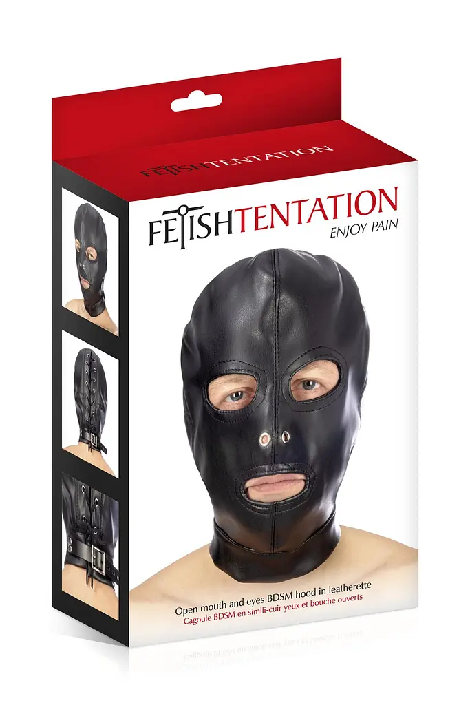 Капюшон для БДСМ Fetish Tentation Open mouth and eyes BDSM hood з відкритими очима та ротом - фото 4