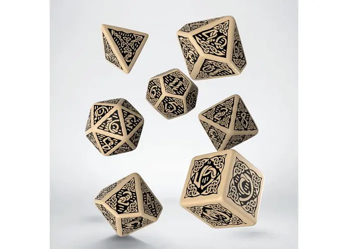 Набір кубиків Celtic 3D Revised Beige & black Dice Set , 7 шт. (SCER18) - фото 2