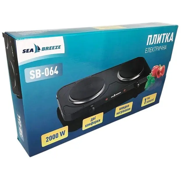 Електроплитка SeaBreeze SB-064 2000 Вт 2 конфорки диск чорна - фото 8