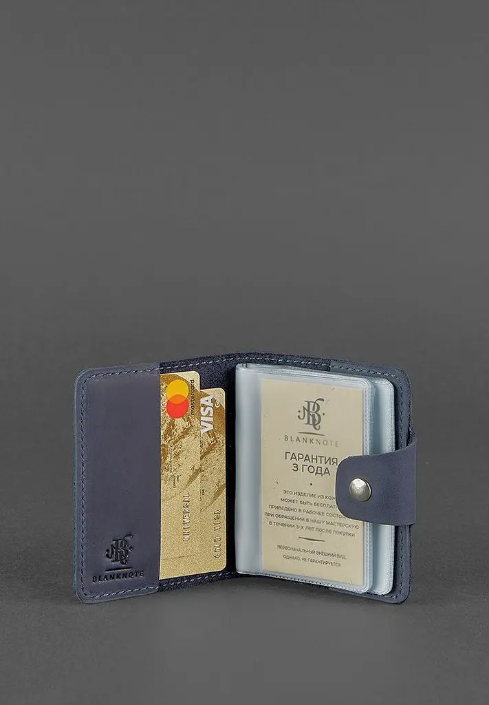 Шкіряний кард-кейс 7.1 (Книжечка) синій - фото 3