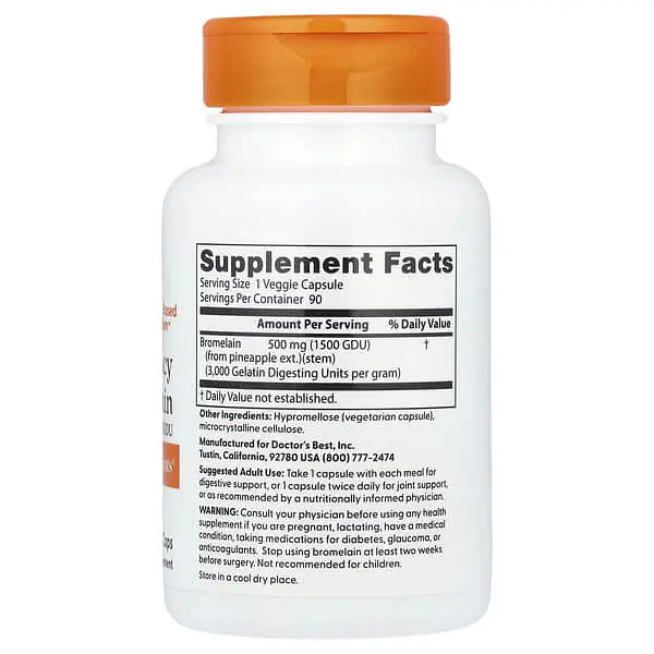 Бромелайн Bromelain 500 mg 90 Caps Doctor's Best vit0006451 - фото 2