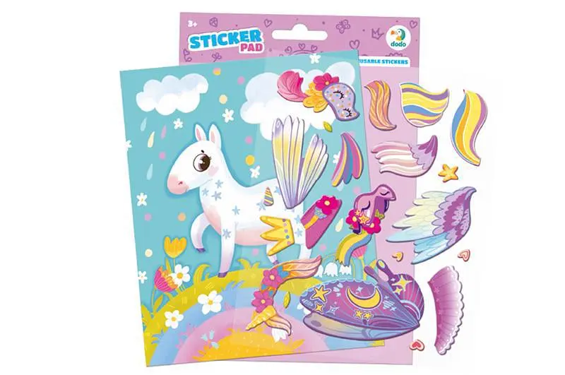 Набір для творчості DoDo з об'ємними наклейками Puffy Stickers Єдиноріг, планшет А5 (300860)
