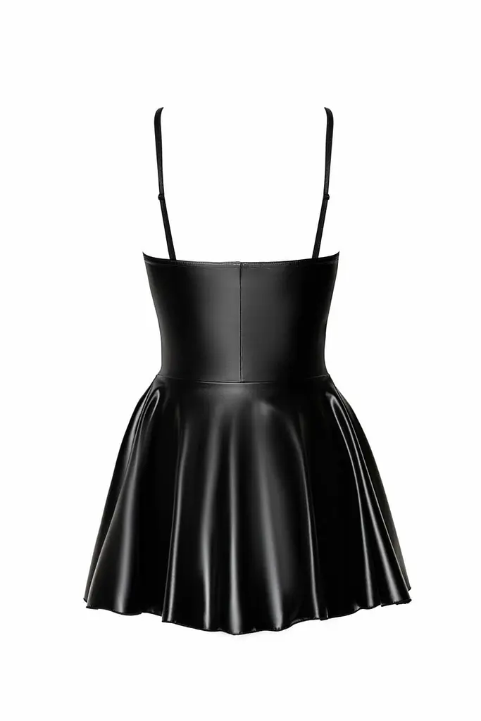 Сукня Noir Handmade F308 Dreamer, XXL, міні, під латекс, відкриті плечі, спідниця кльош, блискавка спереду - фото 6
