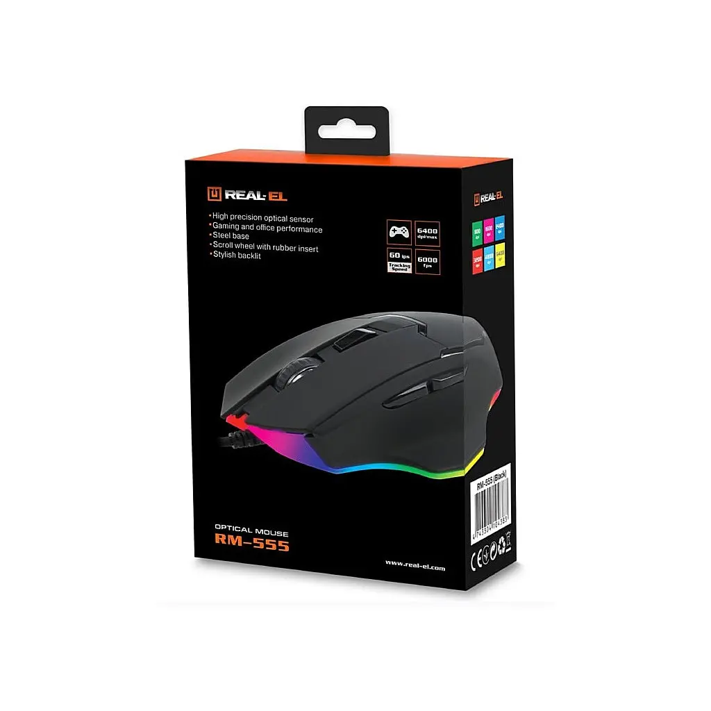 Мишка REAL-EL RM-555 USB Black - фото 12