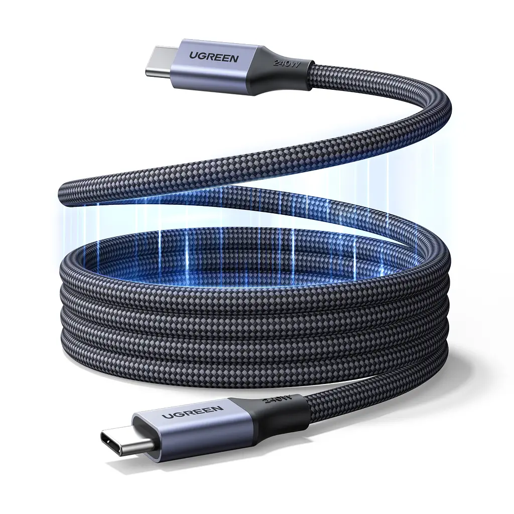 Кабель UGREEN L537 USB-C - USB-C PD 240 Вт 0,5 м сірий (85529)