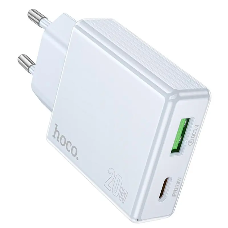 МЗП Hoco C142A Direct PD20W+QC3.0 (1USB-A/1C) Blue - фото 2