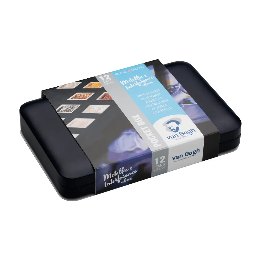 Набір акварельних фарб Van Gogh Pocket Box Specialty 12 кювет + пензлик Royal Talens (8712079422790) - фото 2