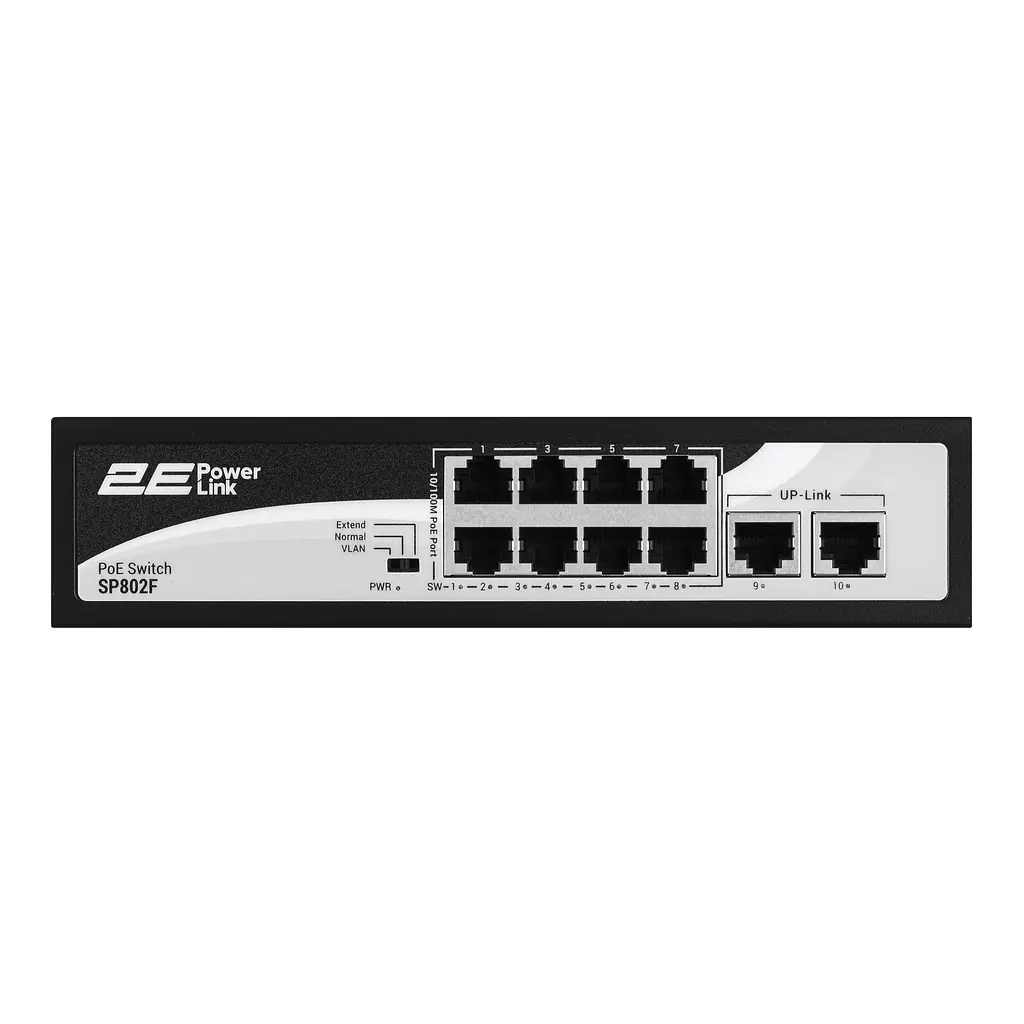 Коммутатор PowerLink SP802F 10xFE (8xPoE, 2xUplink), 96Вт, Неуправляемый 2E teh0018108 - фото 8