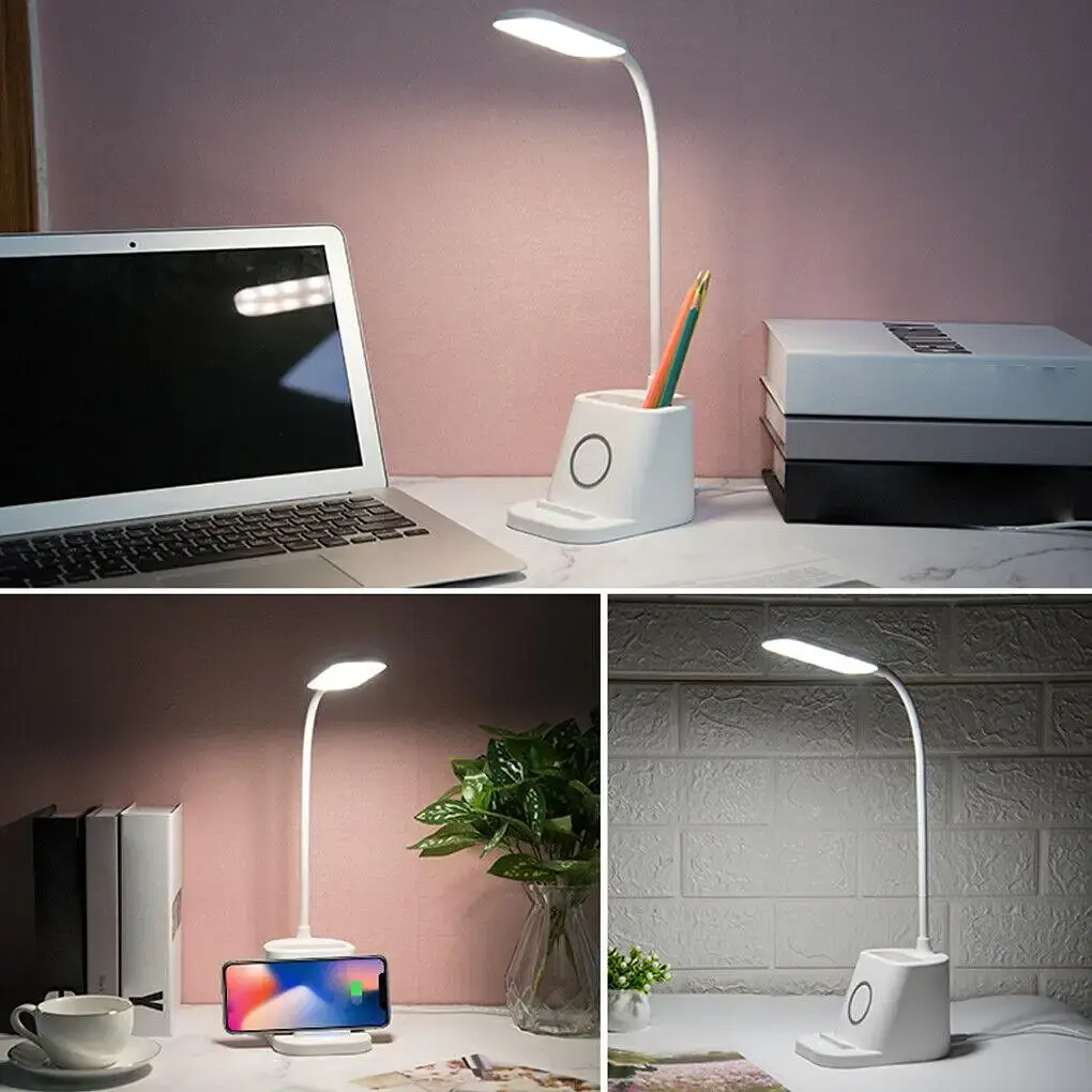 Рожева Акумуляторна настільна LED лампа Bionic Desk Lamp c USB виходом, органайзером та підставкою для смартфона - фото 8