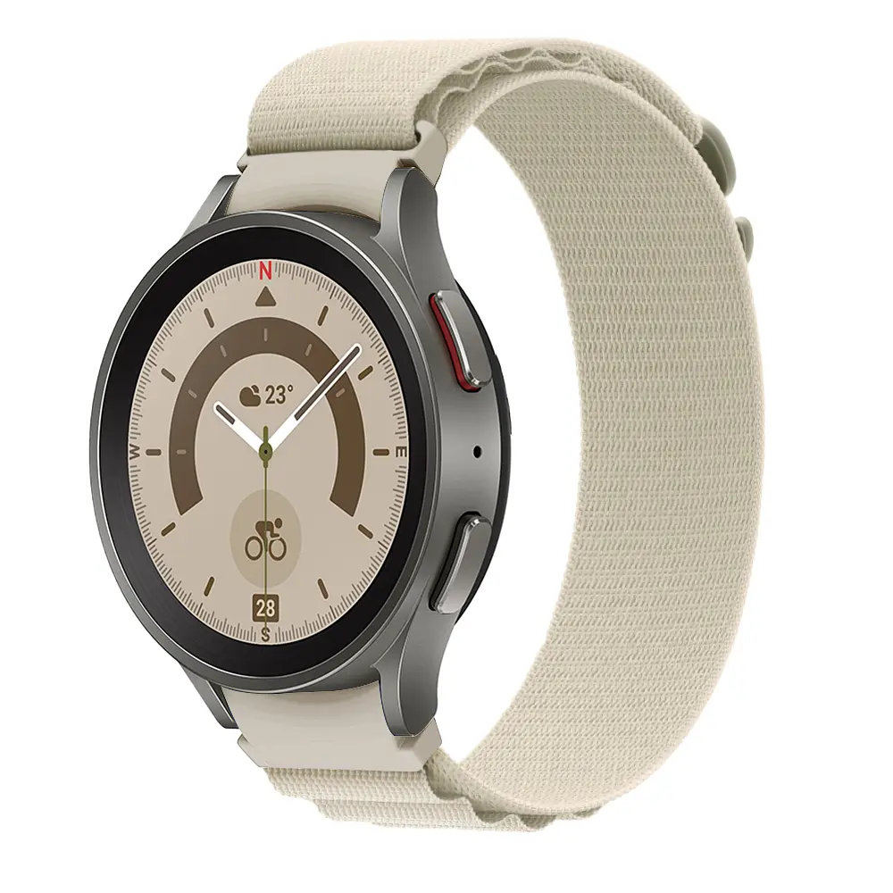 Ремешок для Samsung Galaxy Watch 4 Classic 46mm - белый Watchbands Cloth Wave ширина крепления 20мм нейлоновый (WB041-9757210) - фото 2