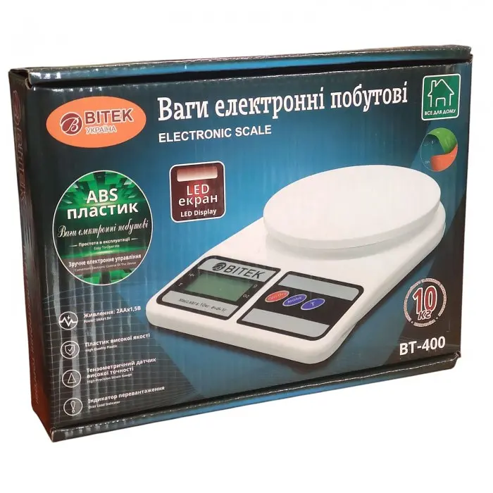Кухонные весы электронные до 10 кг BITEK BT-400 Белые - фото 4