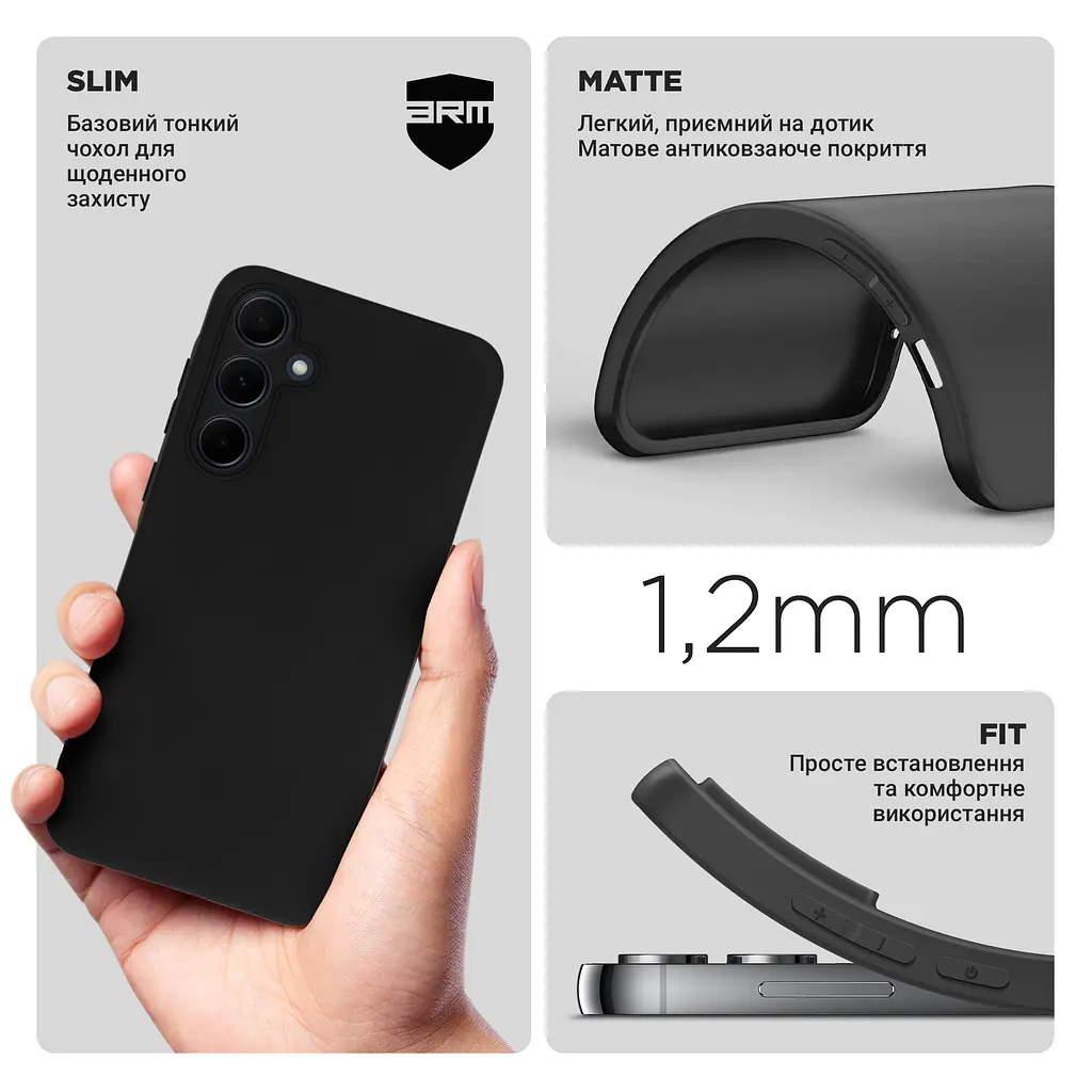 Чехол-накладка для смартфона Samsung Galaxy A35 5G (A356) противоударный, силиконовый, термополиуретановый (ТПУ), с защитой камеры и корпуса, черный, защита всего корпуса, ArmorStandart (ARM74316) - фото 3