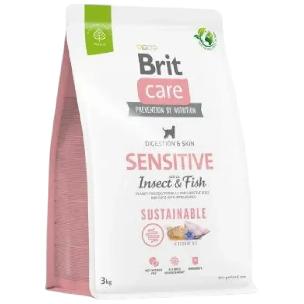 Сухий корм Brit Care Dog Sustainable Sensitive для собак з чутливим травленням, з рибою та комахами, 3 кг