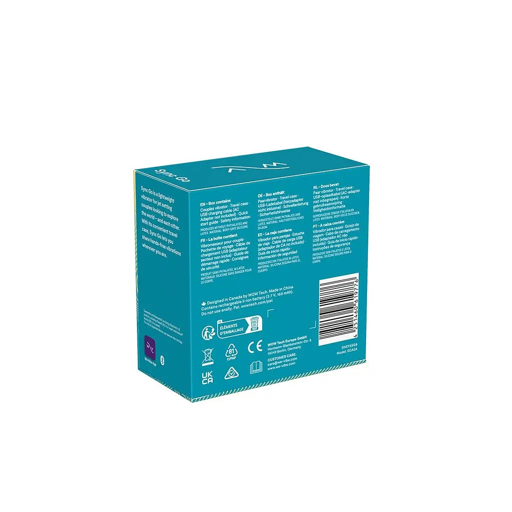 Смарт-вібратор для пар We-Vibe Sync GO Turquoise, тревел-кейс - фото 12