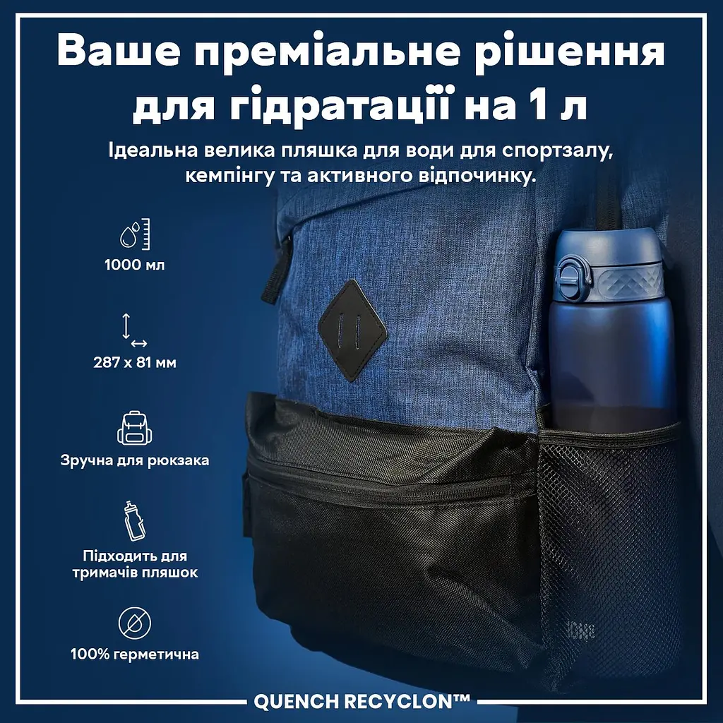 Спортивна пляшка Ion8 Quench Recyclon BPA Free, 1 л - Navy - фото 2