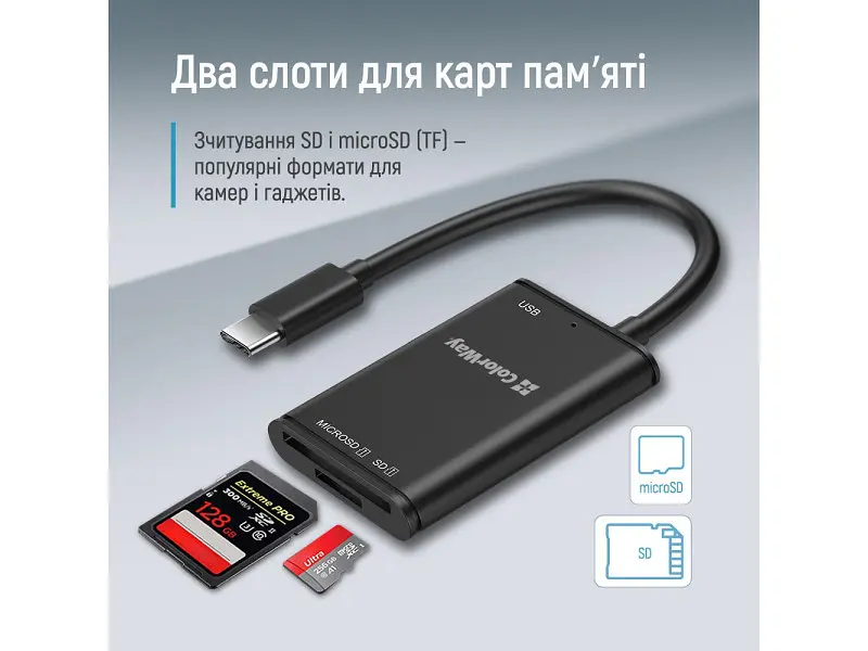 Картрідер ColorWay USB-C Black (CW-CR-02) - фото 6