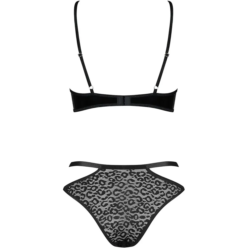 Еротичний комплект під латекс зі стрепами Obsessive Bagirela 2-pcs set L/XL, чорний - фото 6