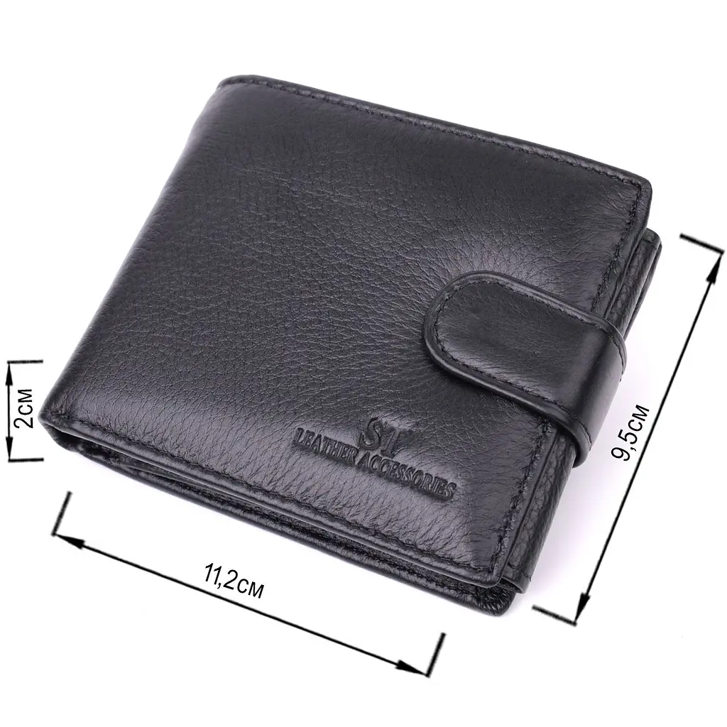 Якісний горизонтальний гаманець із натуральної шкіри ST Leather 22455 чорний - фото 6