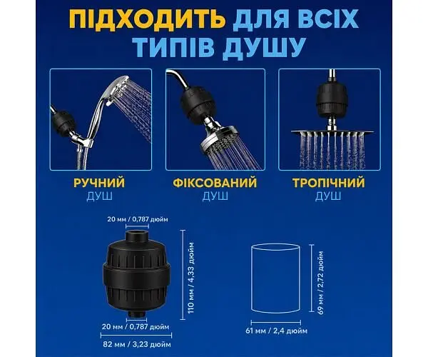 ViO SF-W3, Фільтр для душу універсальний, чорний матовий - фото 5