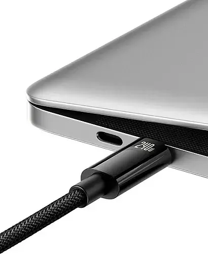 Кабель Baseus Tungsten Gold Fast Charging Cable Type-C to Type-C 240W 1m CAWJ040001 Black - фото 3