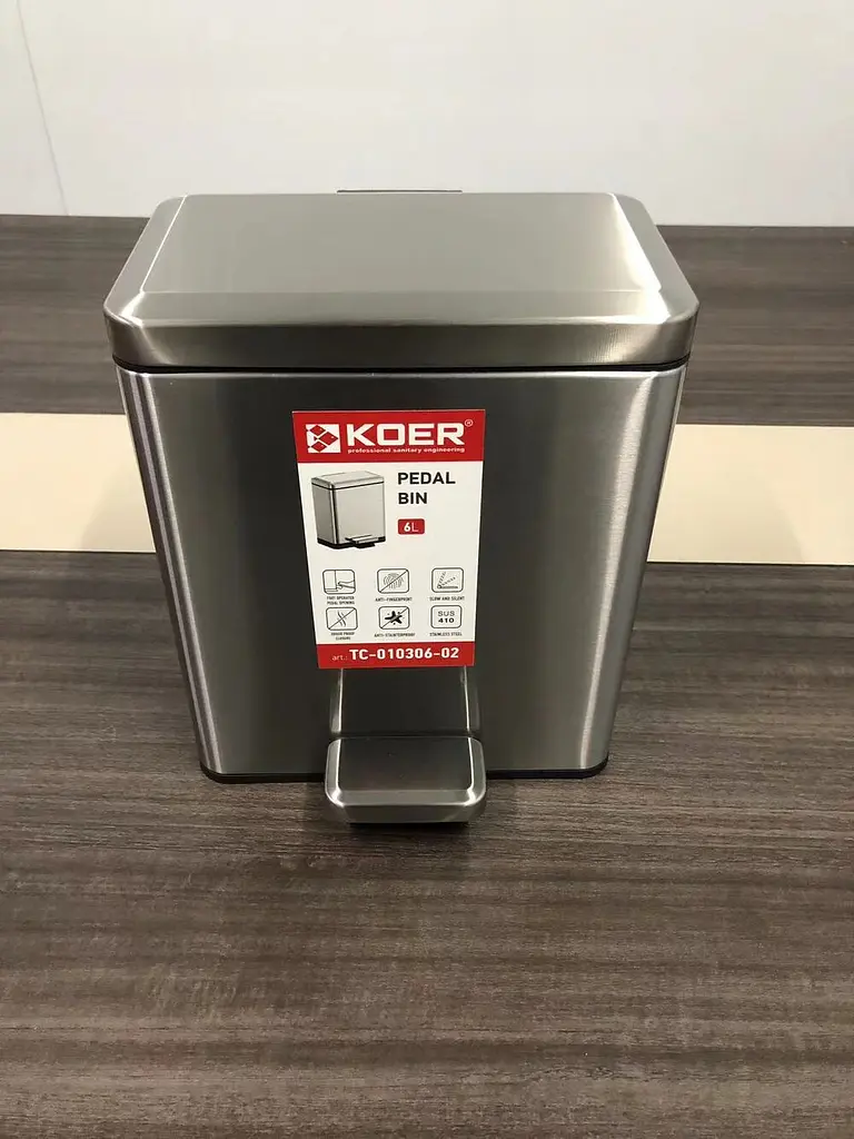 Відро для сміття з плавним закриттям прямокутне Koer TC-010306-02 6 л нержавіюча сталь KR5600, Нержавіюча сталь - фото 9