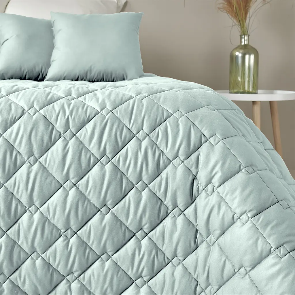 Двостороннє покривало Ideia Стиль Cube м'ята та світло-сірий 240 х 210 см (8-32405) - фото 5